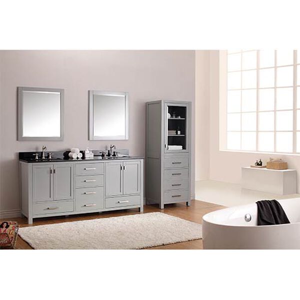 Modero Chilled Gray 72-Inch Double Vanity Combo with Black Granite Top, image 4