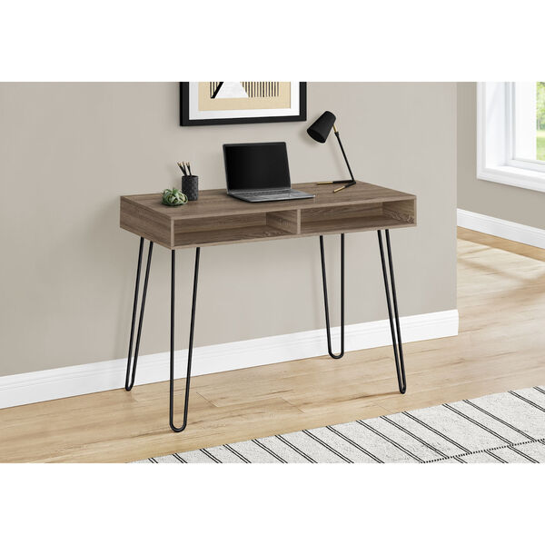 Dark Taupe and Black Computer Desk with Storage, image 2