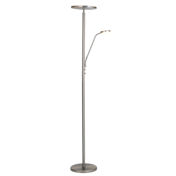 Monet Brushed Nickel 72-Inch Two-Light LED Torchiere Floor Lamp, image 1