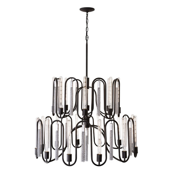 Darden Matte Black and Painted Chrome 20-Light 2 Tier Chandelier, image 1