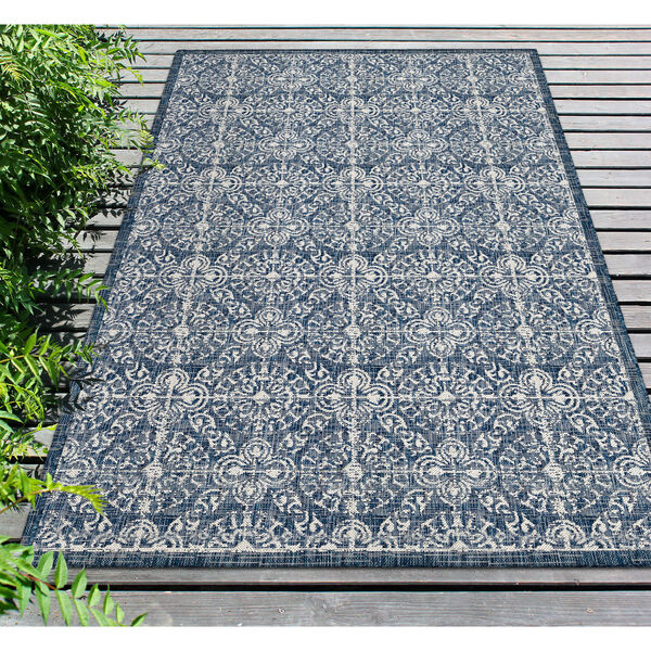 Carmel Antique Tile Navy Rectangular: 4 Ft. 10 In. x 7 Ft. 6 In. Indoor Outdoor Rug, image 4