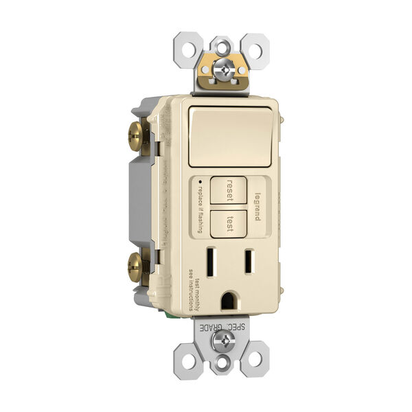 Light Almond Combination Tamper-Resistant 15A Self-Test Single-Pole Switch GFCI, image 2