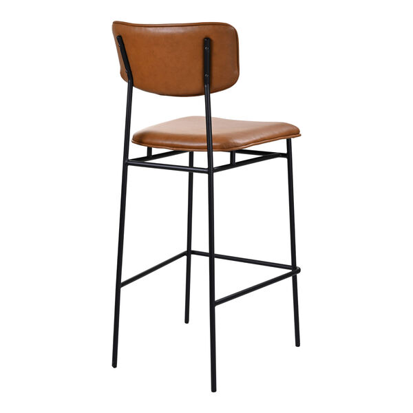 Sailor Brown and Black Bar Stool with Low Backrest, image 4