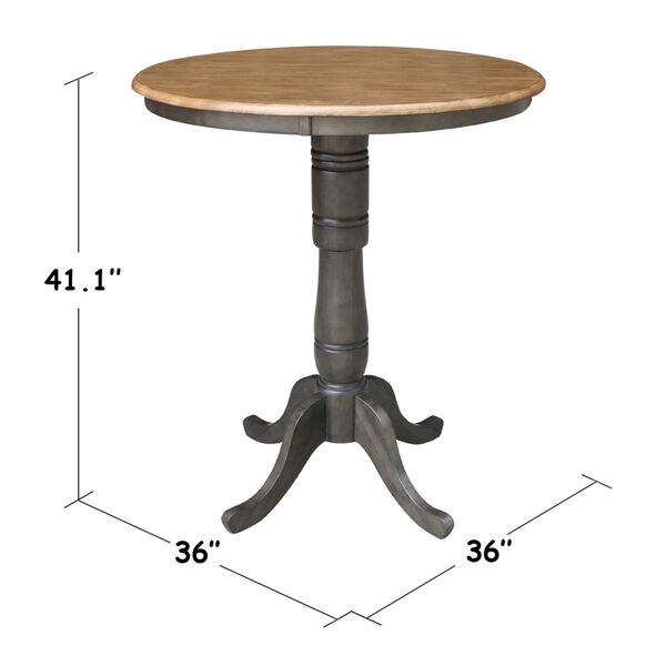 Hickory and Washed Coal 36-Inch Width x 41-Inch Height Round Top Pedestal Table, image 3
