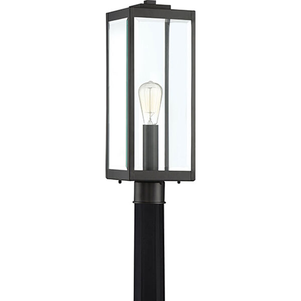 Pax Black One-Light Outdoor Post Mount with Beveled Glass, image 2