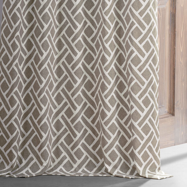 Martinique Taupe and Beige Printed Cotton Blackout Single Panel Curtain, image 5