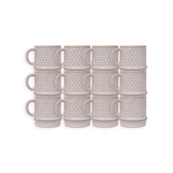 White Hobnail Pattern Stoneware Coffee Mug, Set of 12, image 1