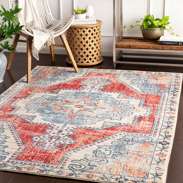 Bohemian Bright Red and Teal Rectangular: 5 Ft. 3 In. x 7 Ft. 6 In. Rug, image 2