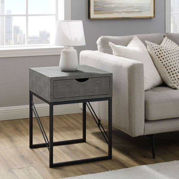 Grey and Black Side Table with One Drawer, image 3