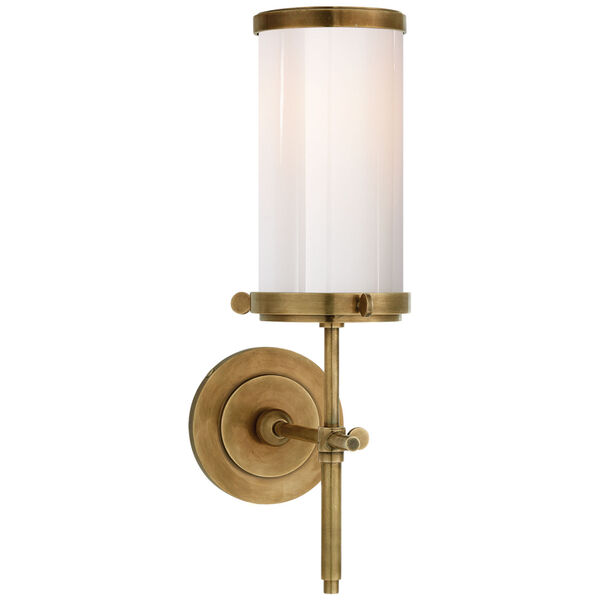 Bryant Bath Sconce in Hand-Rubbed Antique Brass with White Glass by Thomas O'Brien, image 1