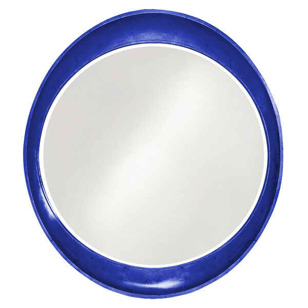 Ellipse Glossy Royal Blue Round Mirror, image 1