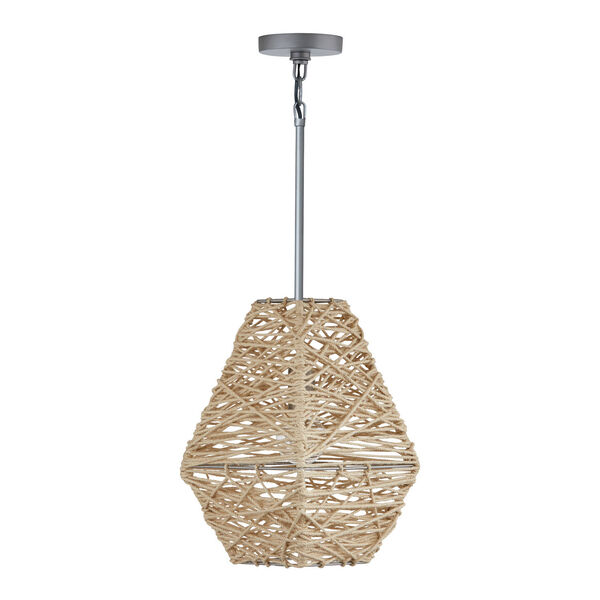 Natural Jute and Grey 10-Inch One-Light Pendant, image 1