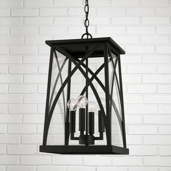 Marshall Outdoor Four-Light Hangg Lantern with Clear Glass, image 3