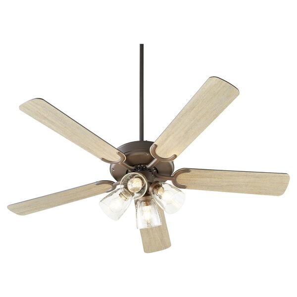 Virtue Oil Bronze Four-Light 52-Inch Ceiling Fan with Clear Seeded Glass, image 3