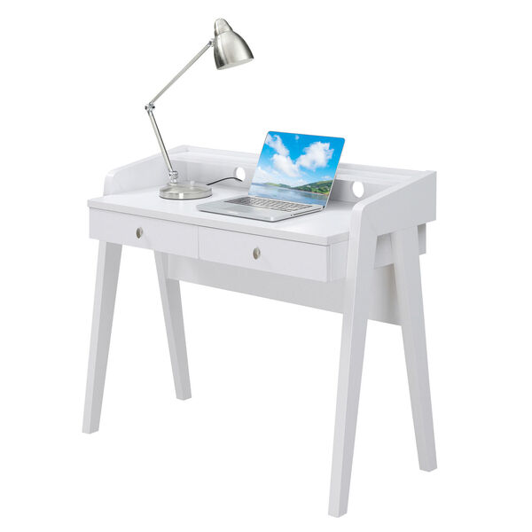 Newport White Deluxe Two-Drawer Desk, image 3