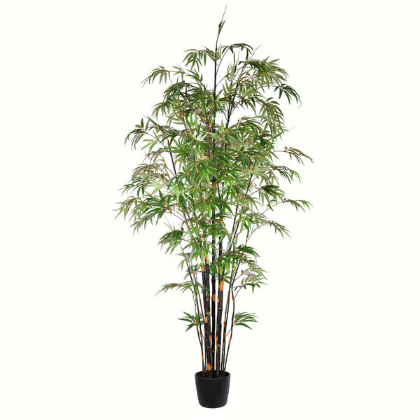Green 96-Inch Japanese Bamboo Tree with Black Pot, image 1