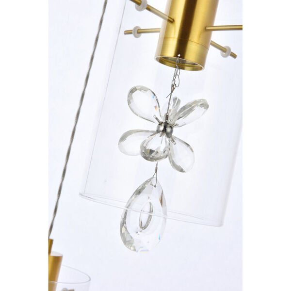 Hana Gold Eight-Light LED Pendant with Royal Cut Clear Crystal, image 6