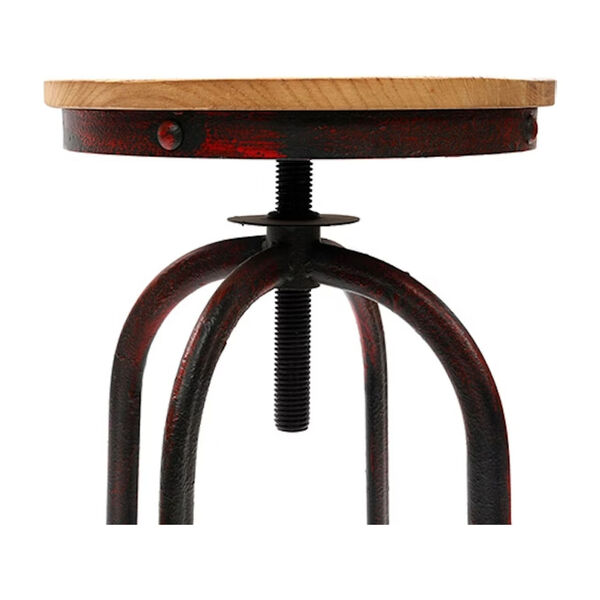 Boho Aged Red and Natural Adjustable Swivel Stool, image 2