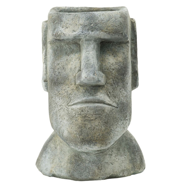 Gray 11-Inch Easter Island Statue Outdoor Planter, image 2