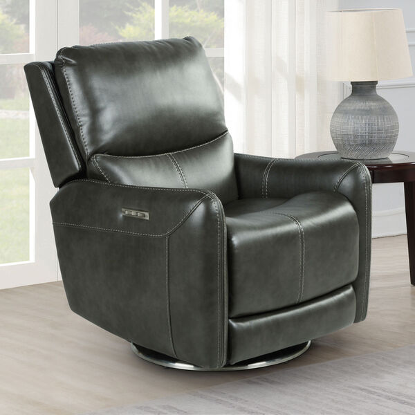 Athens Charcoal Swivel Power Recliner, image 2