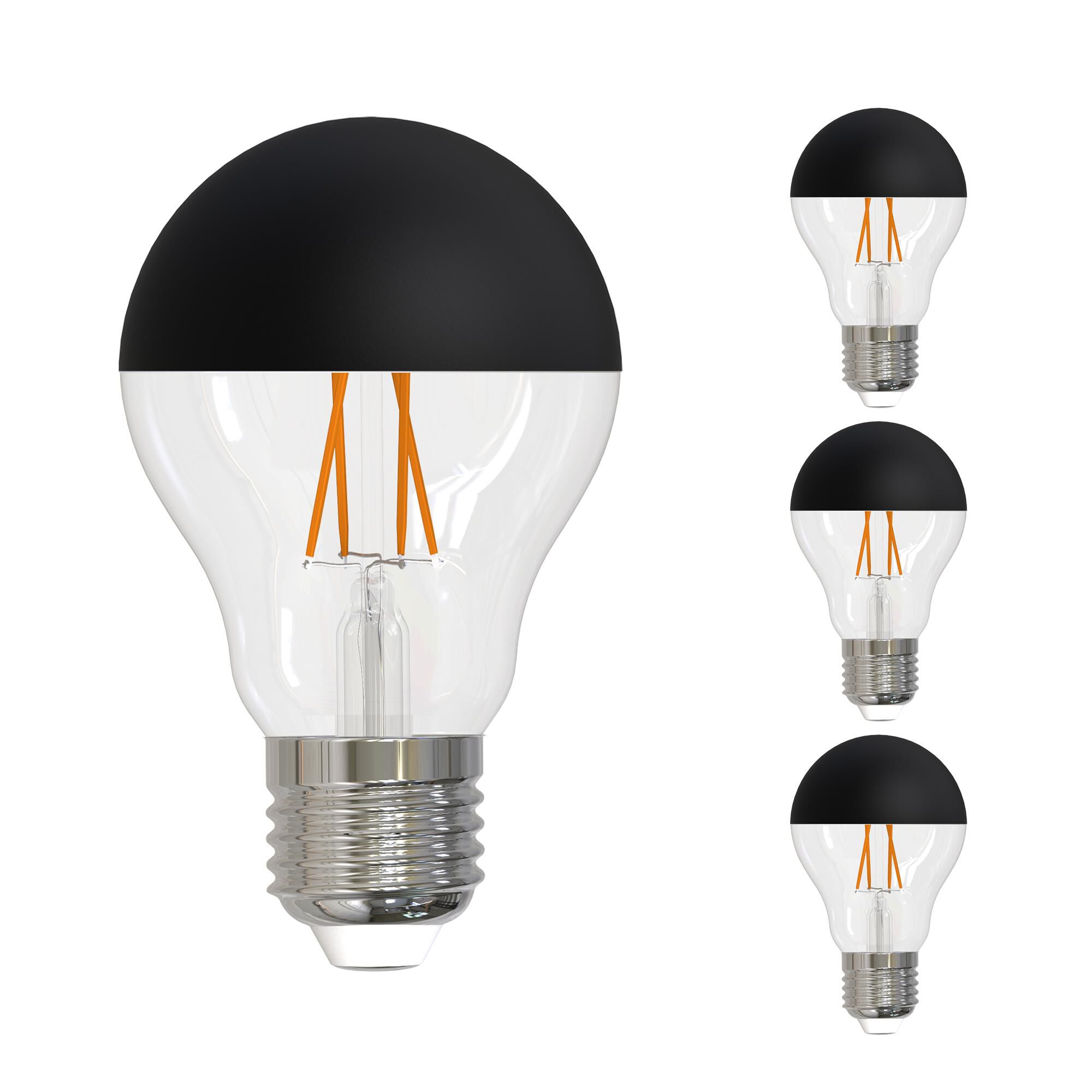 5 Watt LED A19 2700K Filament Half Black Fully Compatible Dimming (4 Pack)