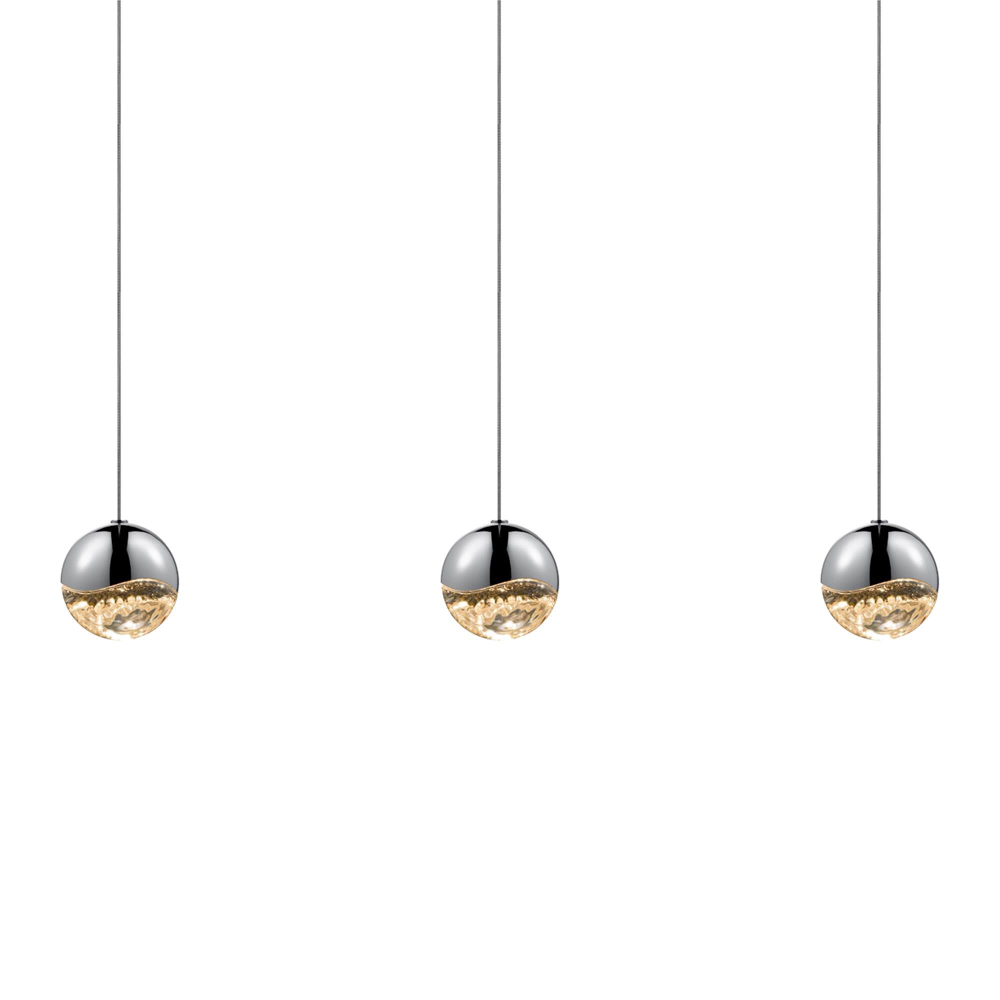Grapes 37 Inch 3 Light Linear Chandelier