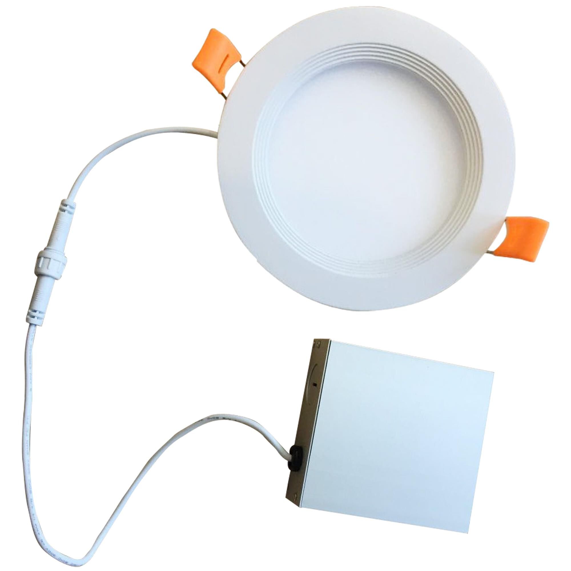 14 Watt LED 6 Inch Recessed Downlight With Metal Jbox & Baffle White Round Dimmable 90CRI 2700K 120 Volt