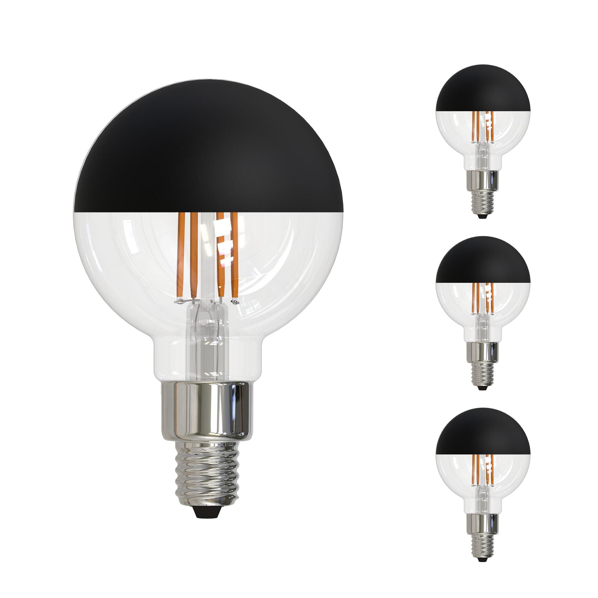 2.5 Watt LED G16 2700K Filament Half Black E12 Fully Compatible Dimming (4 Pack)