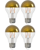 5 Watt LED A19 2700K Filament Half Gold E26 Fully Compatible Dimming (4 Pack)
