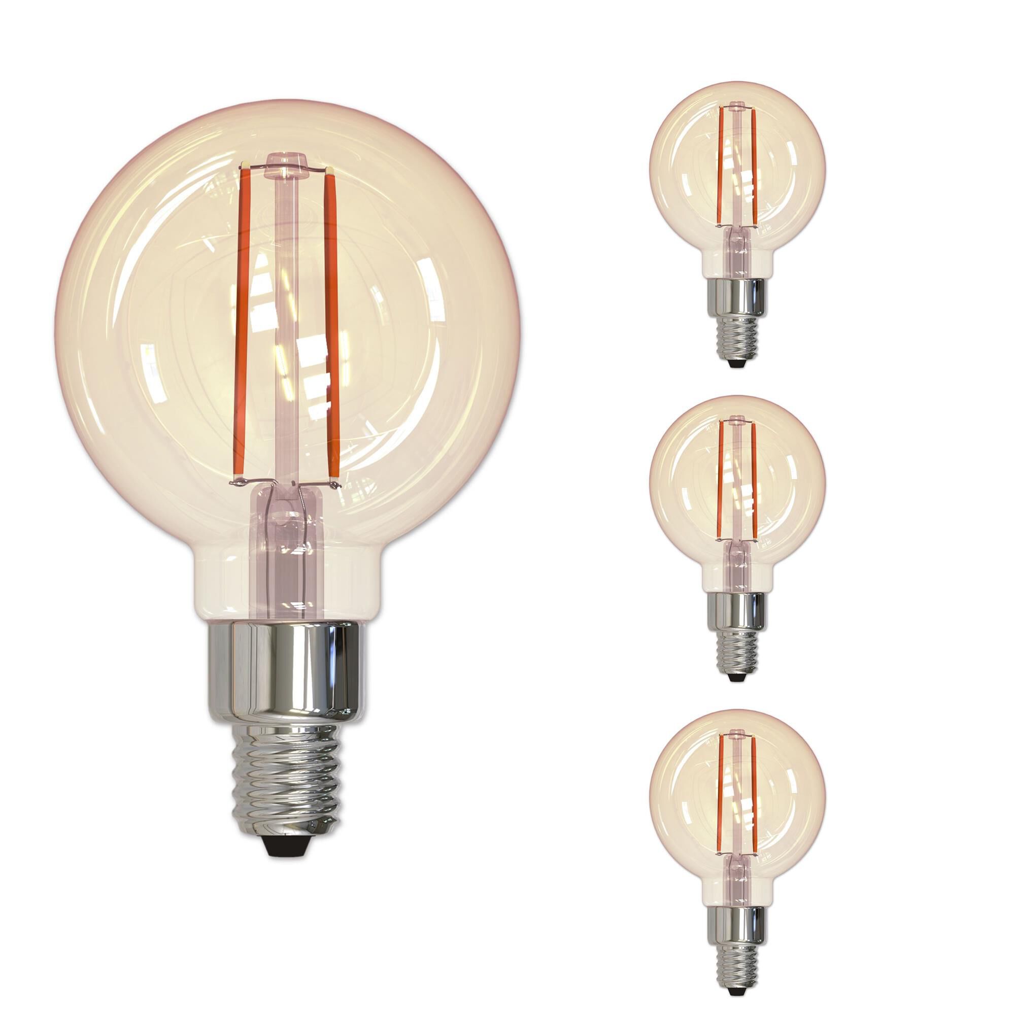 2.5 Watt LED G16 2100K Filament Nostalgic E12 Fully Compatible Dimming (4 Pack)