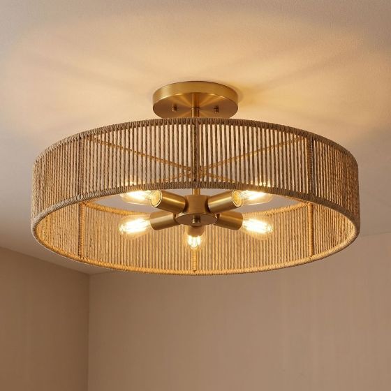 Ashe 24 Inch 5 Light Semi Flush Mount
