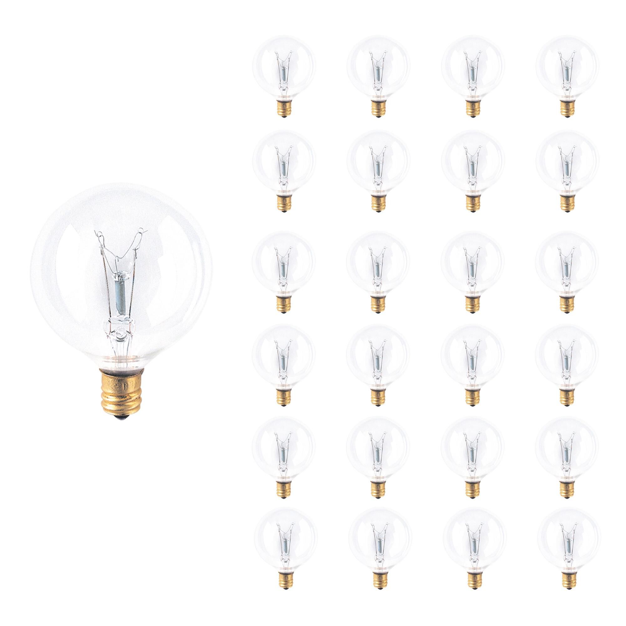 15 Watt G16 Globe Clear E12 120 Volt (25 Pack)