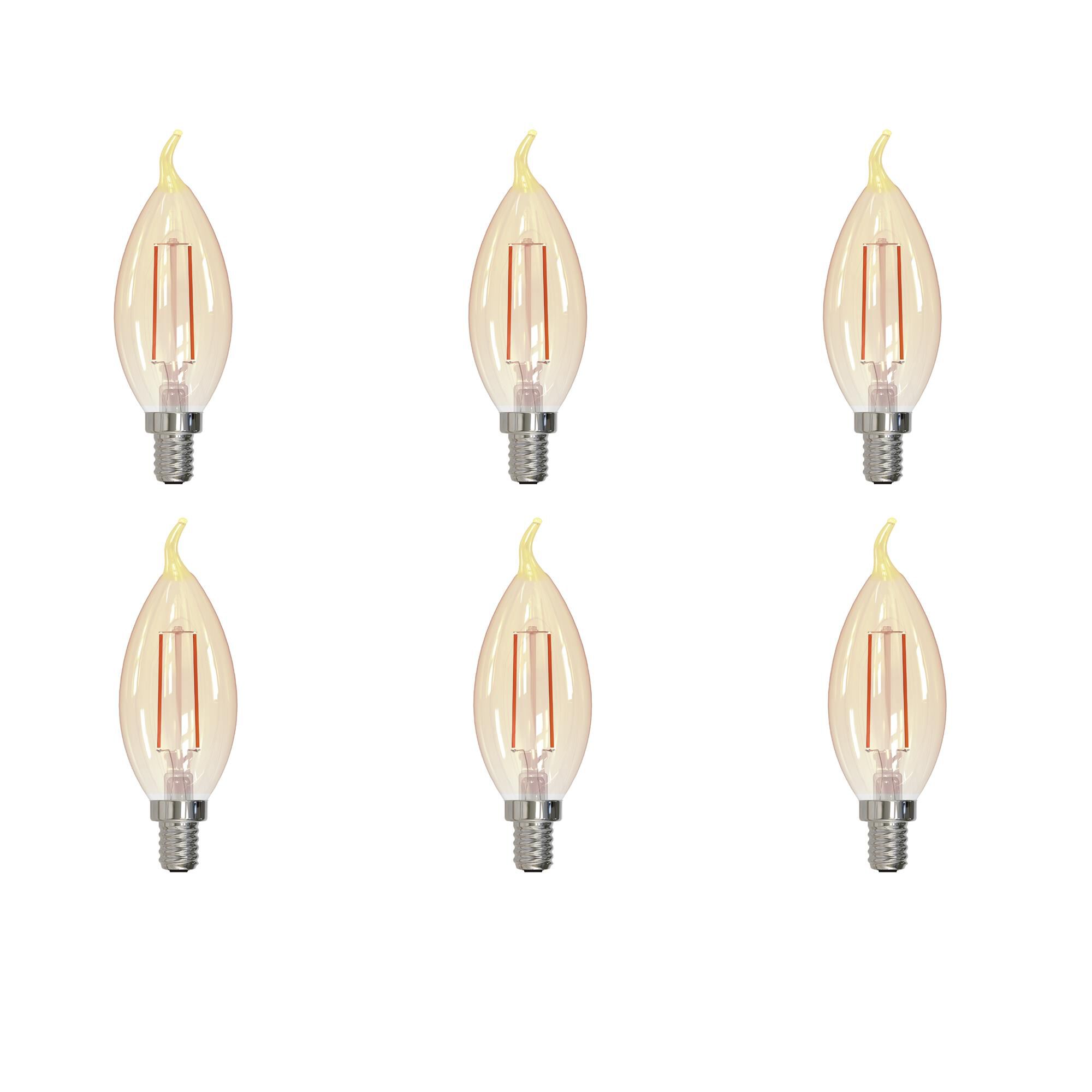 2.5 Watt LED CA10 2100K Filament Nostalgic E12 Fully Compatible Dimming (6 Pack)