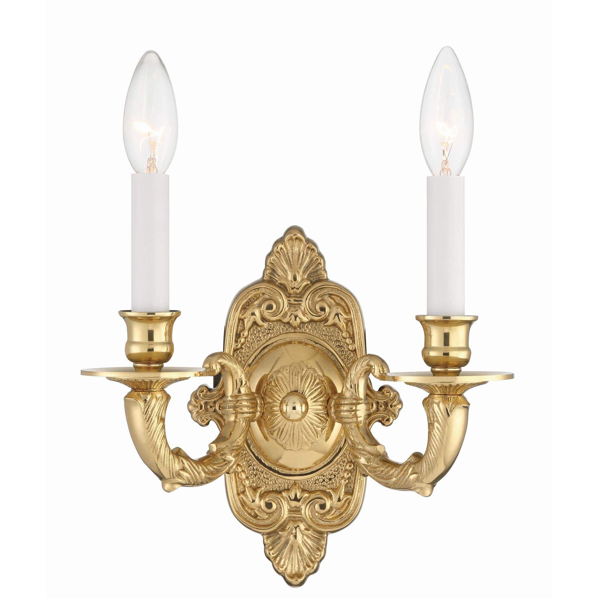 Cast Brass Mount 10 Inch Wide 2 Light Wall Sconce