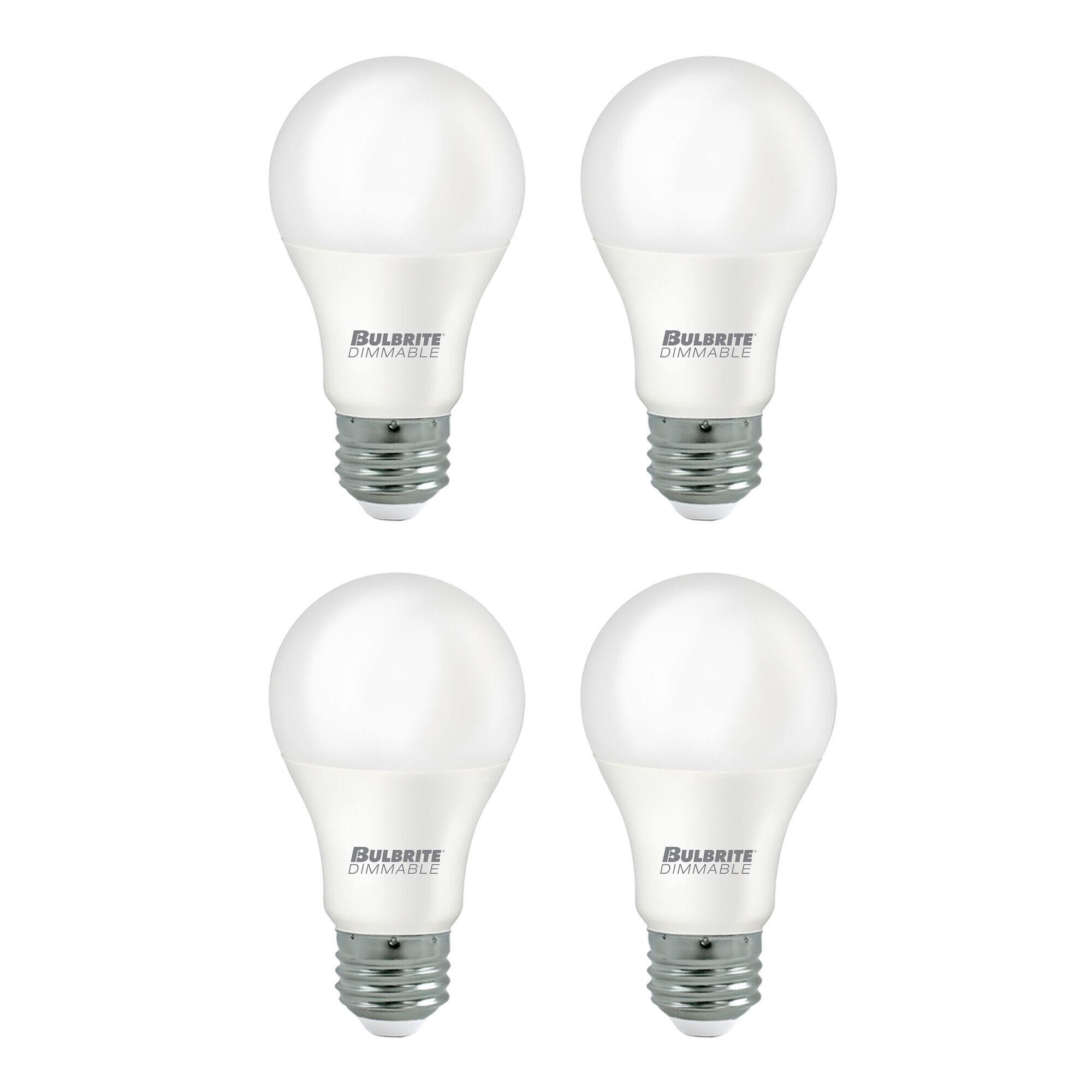 9 Watt LED A19 60 Watt Equivalent Premium Dimmable 4000K E26 120 Volt (4 Pack)