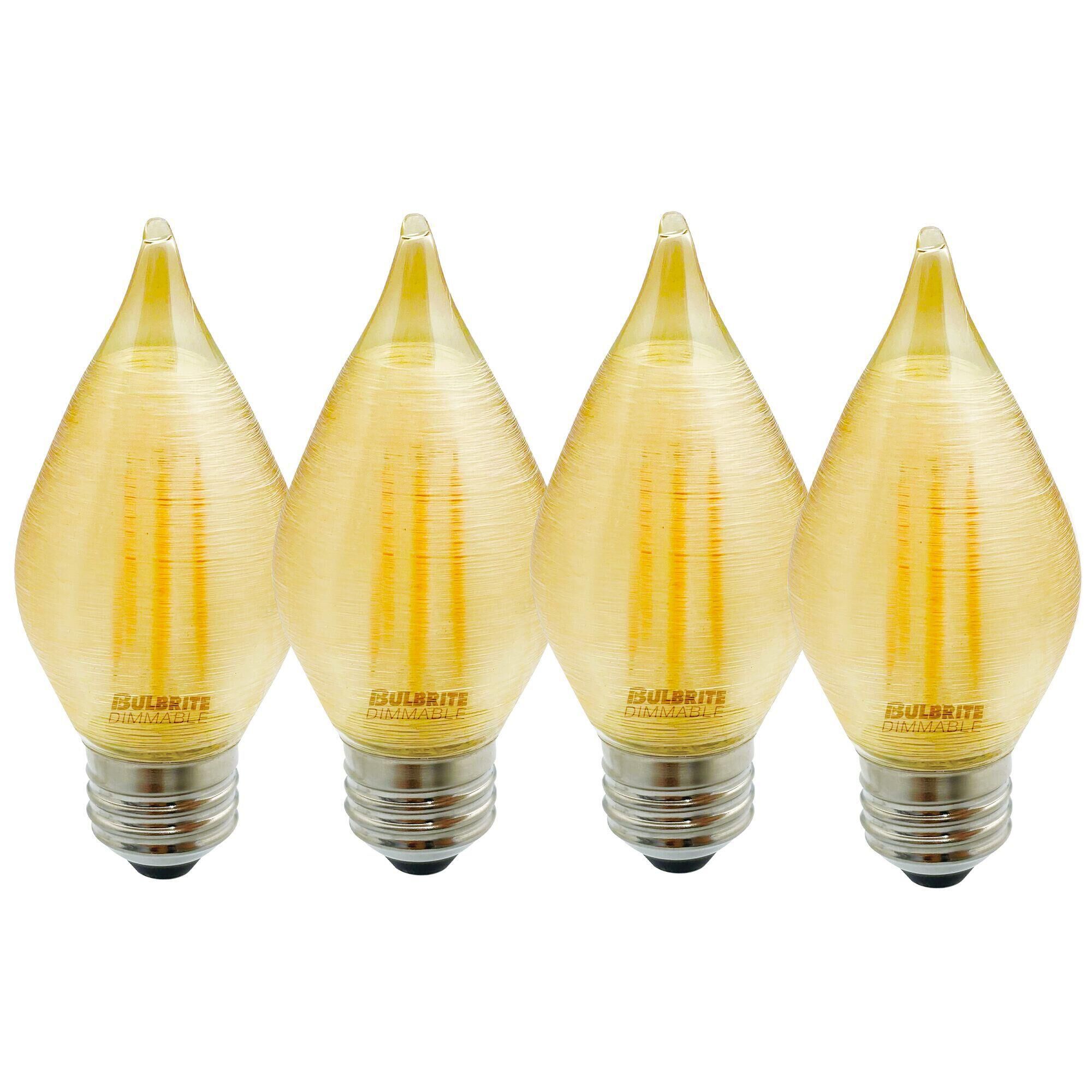 4 Watt LED C15 2100K Filament E26 Amber Spunlite Fully Compatible Dimming (4 Pack)