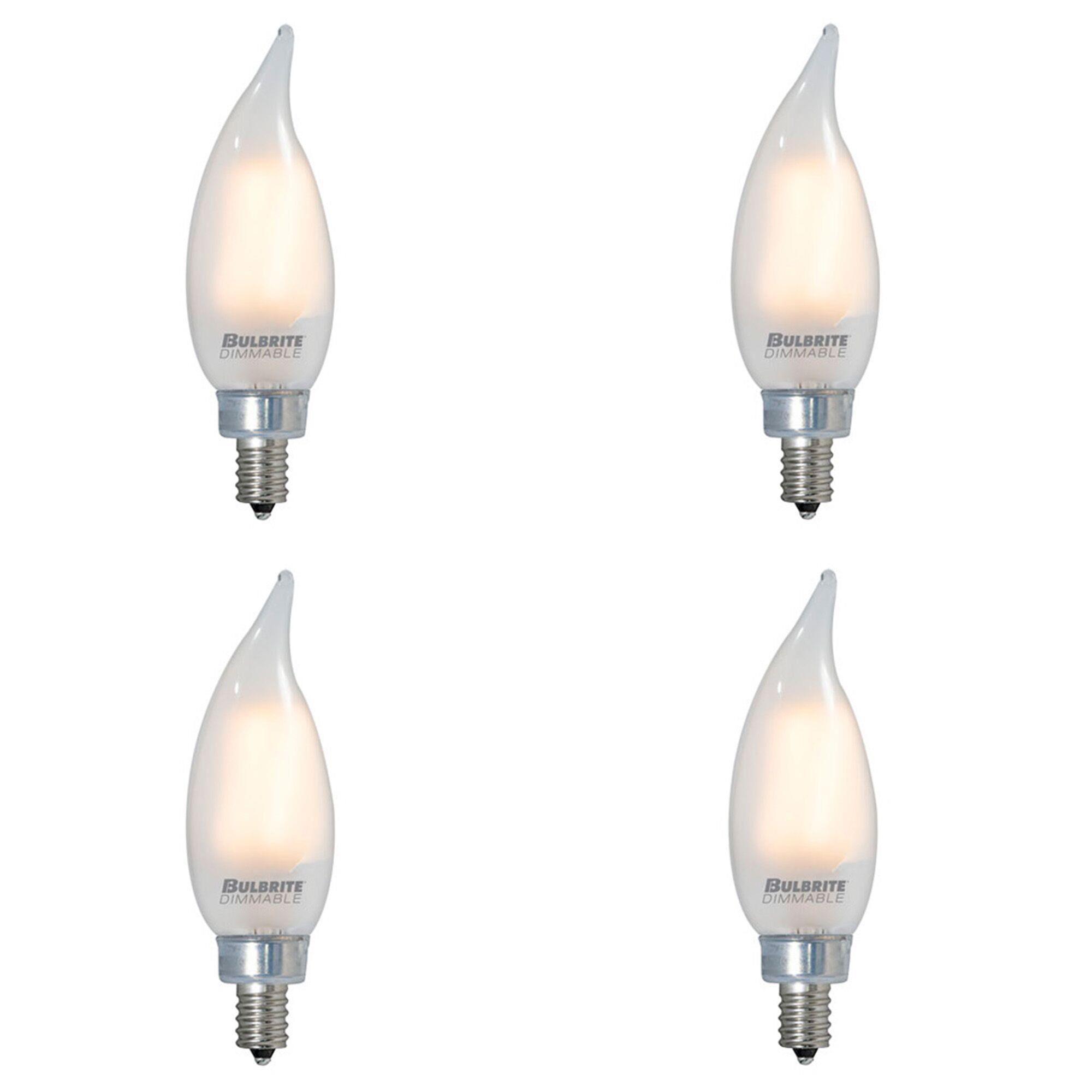3.6 Watt LED CA10 2700K Filament Milky E12 120 Volt Fully Compatible Dimming (4 Pack)