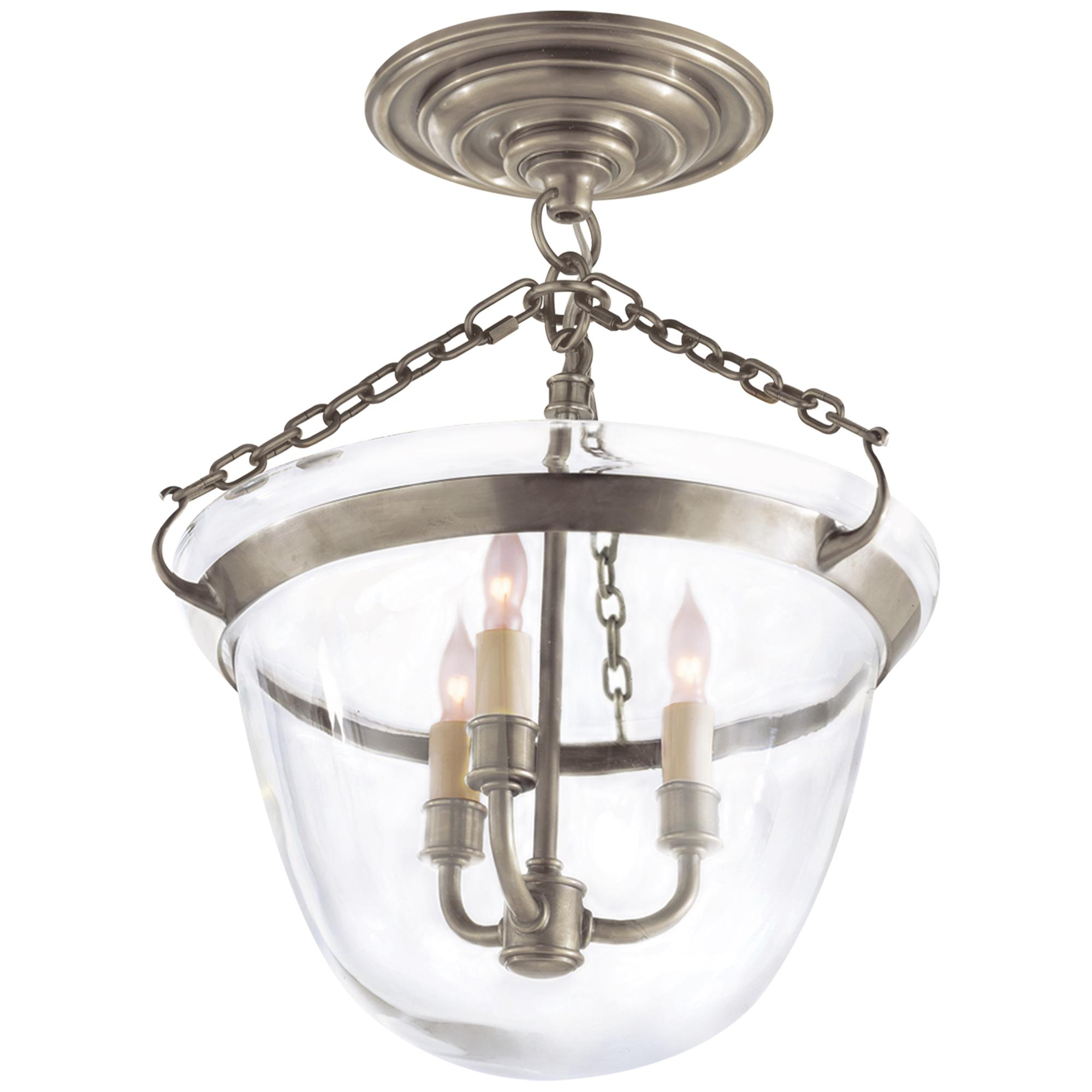 Chapman & Myers Country Bell Jar 13 Inch 3 Light Semi Flush Mount