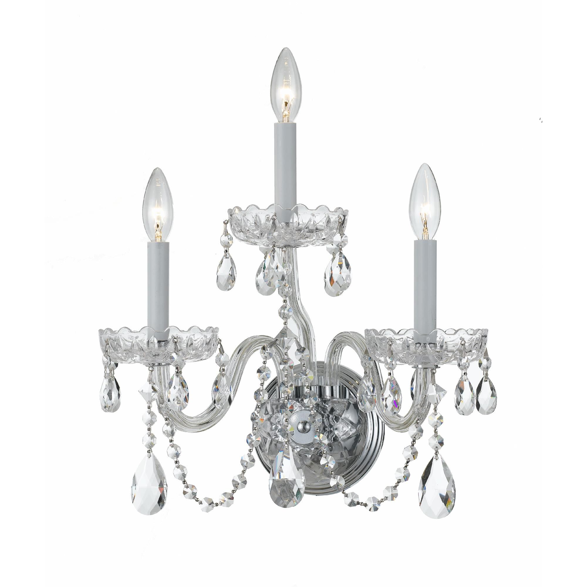 Traditional Crystal 16 Inch 3 Light Wall Sconce