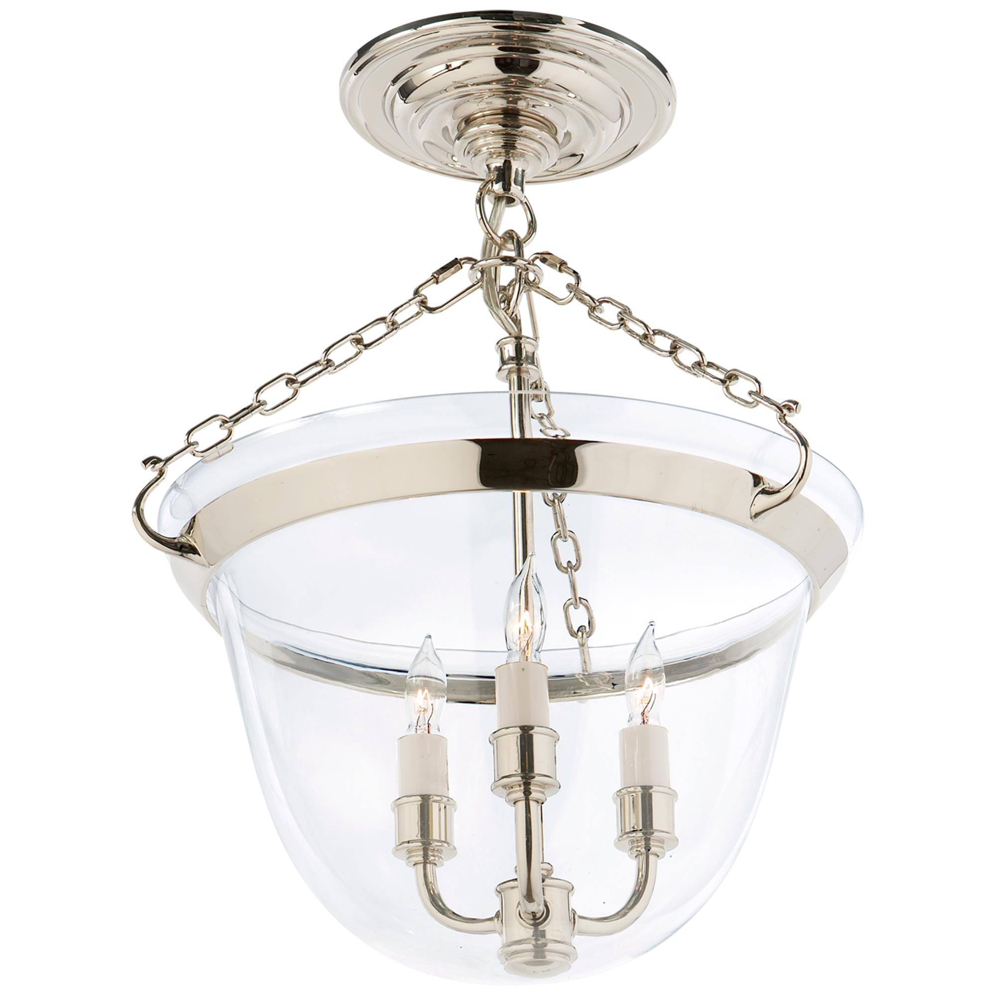 Chapman & Myers Country Bell Jar 13 Inch 3 Light Semi Flush Mount