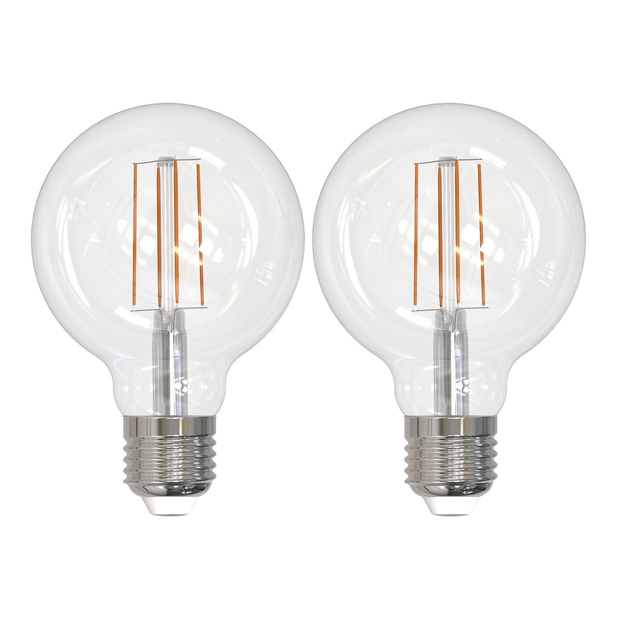 8.5 Watt LED G25 3000K Filament E26 Clear Fully Compatible Dimming (2 Pack)