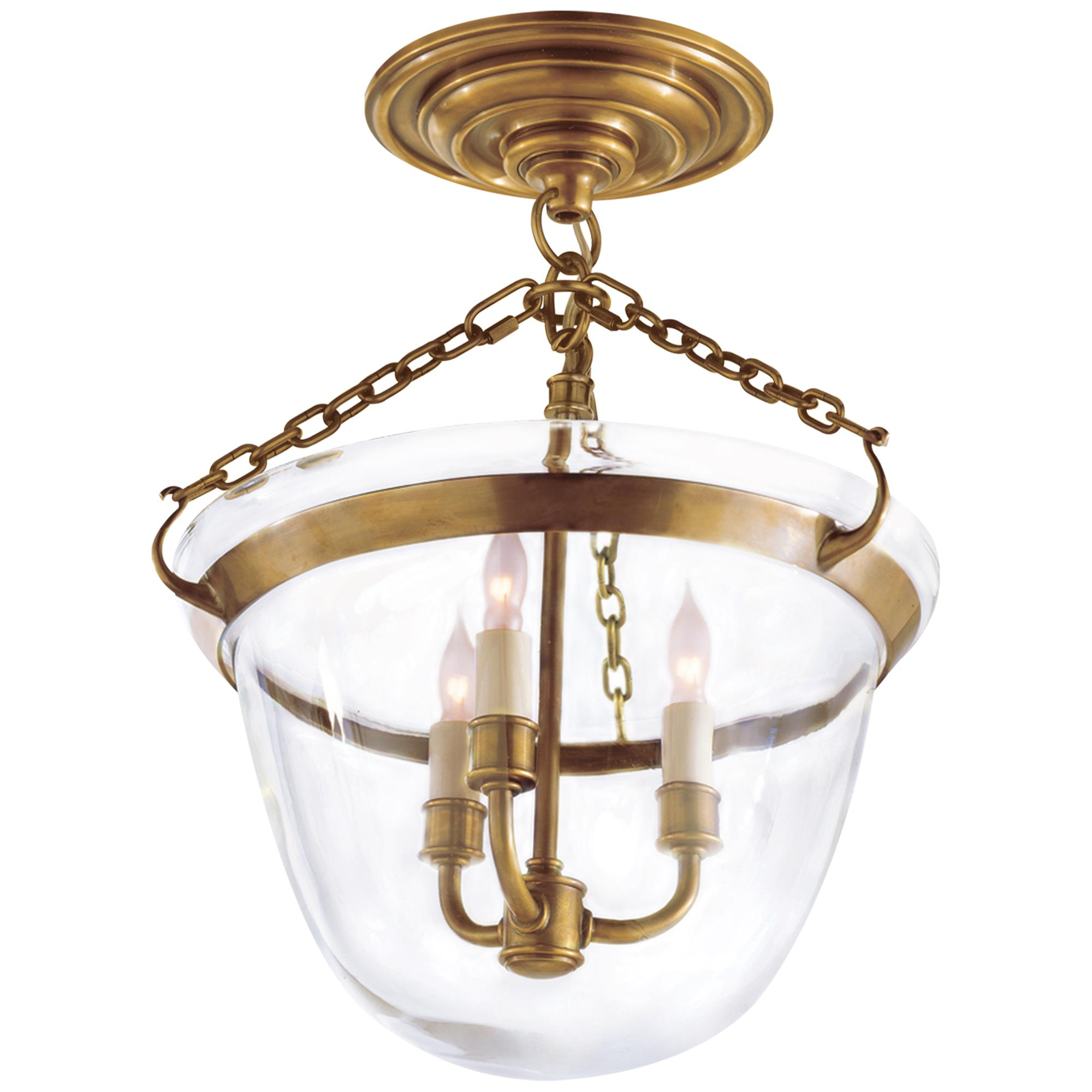 Chapman & Myers Country Bell Jar 13 Inch 3 Light Semi Flush Mount