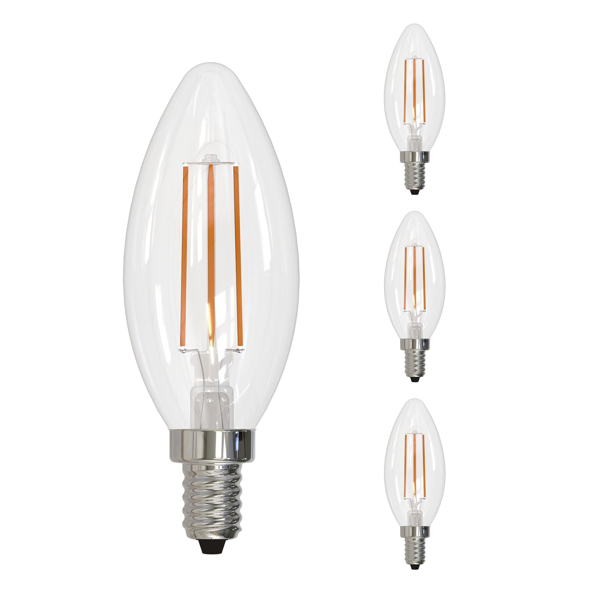 4 Watt LED B11 4000K Filament E12 Fully Compatible Dimming JA8 (4 Pack)