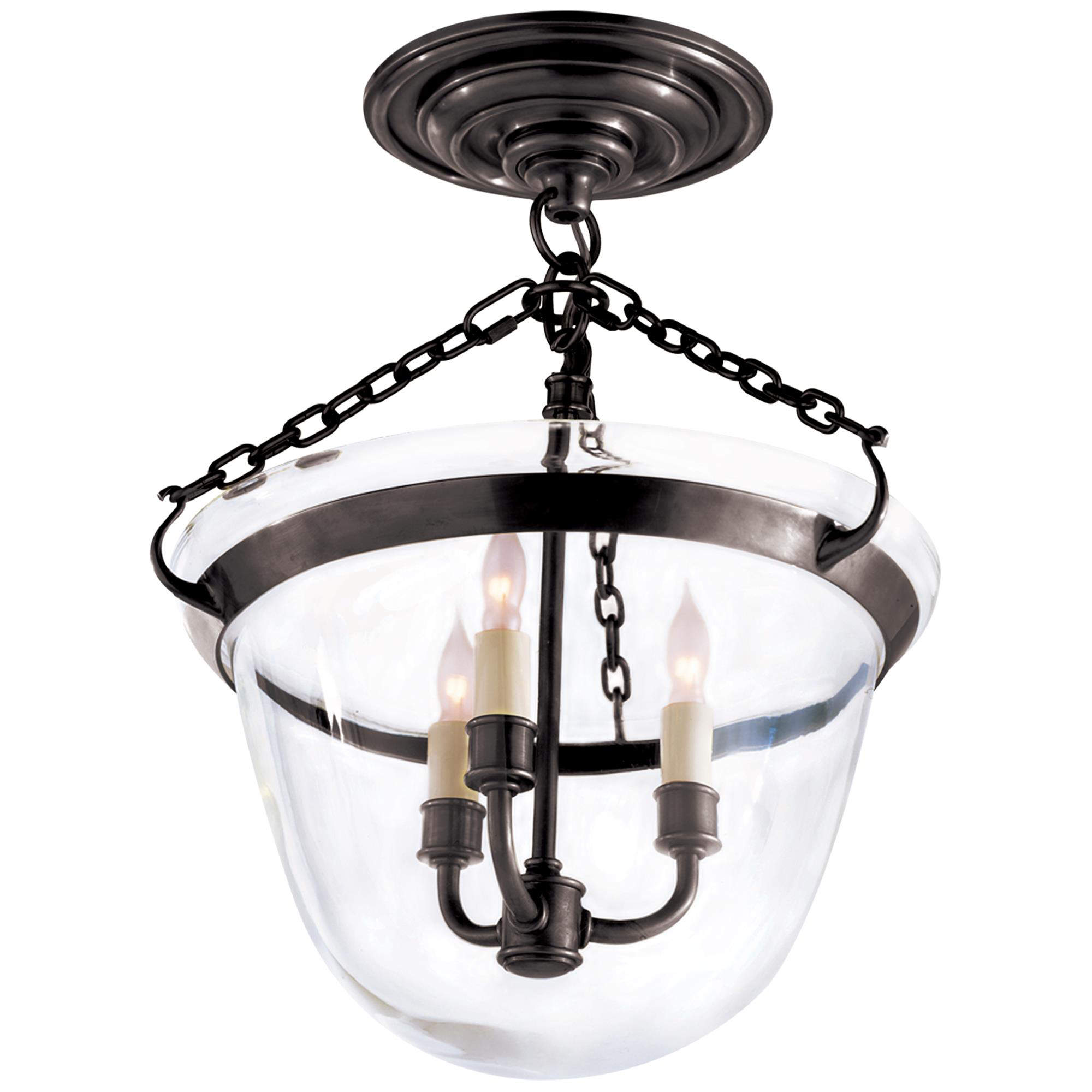 Chapman & Myers Country Bell Jar 13 Inch 3 Light Semi Flush Mount