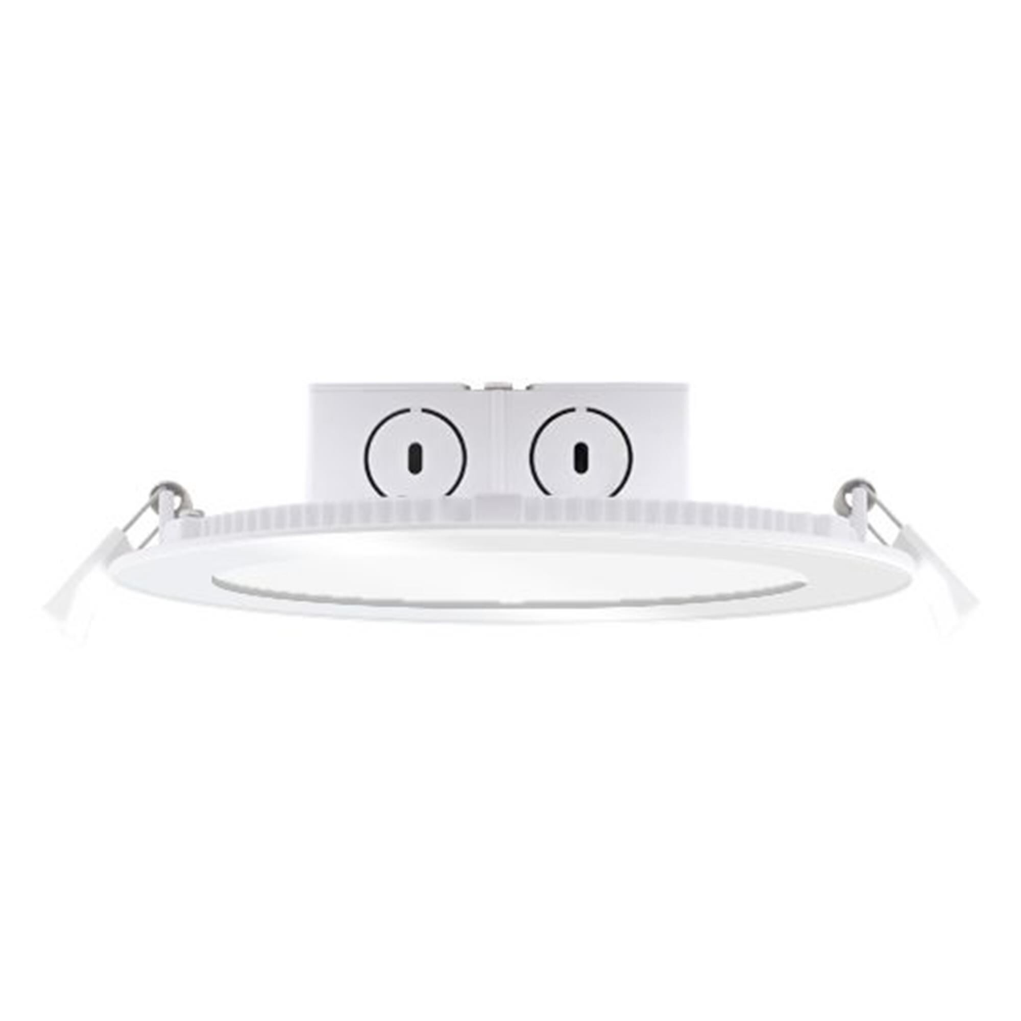 11.6 Watt LED 6 Inch Flat Downlight With Jbox White Round Dimmable 2700K 120 Volt
