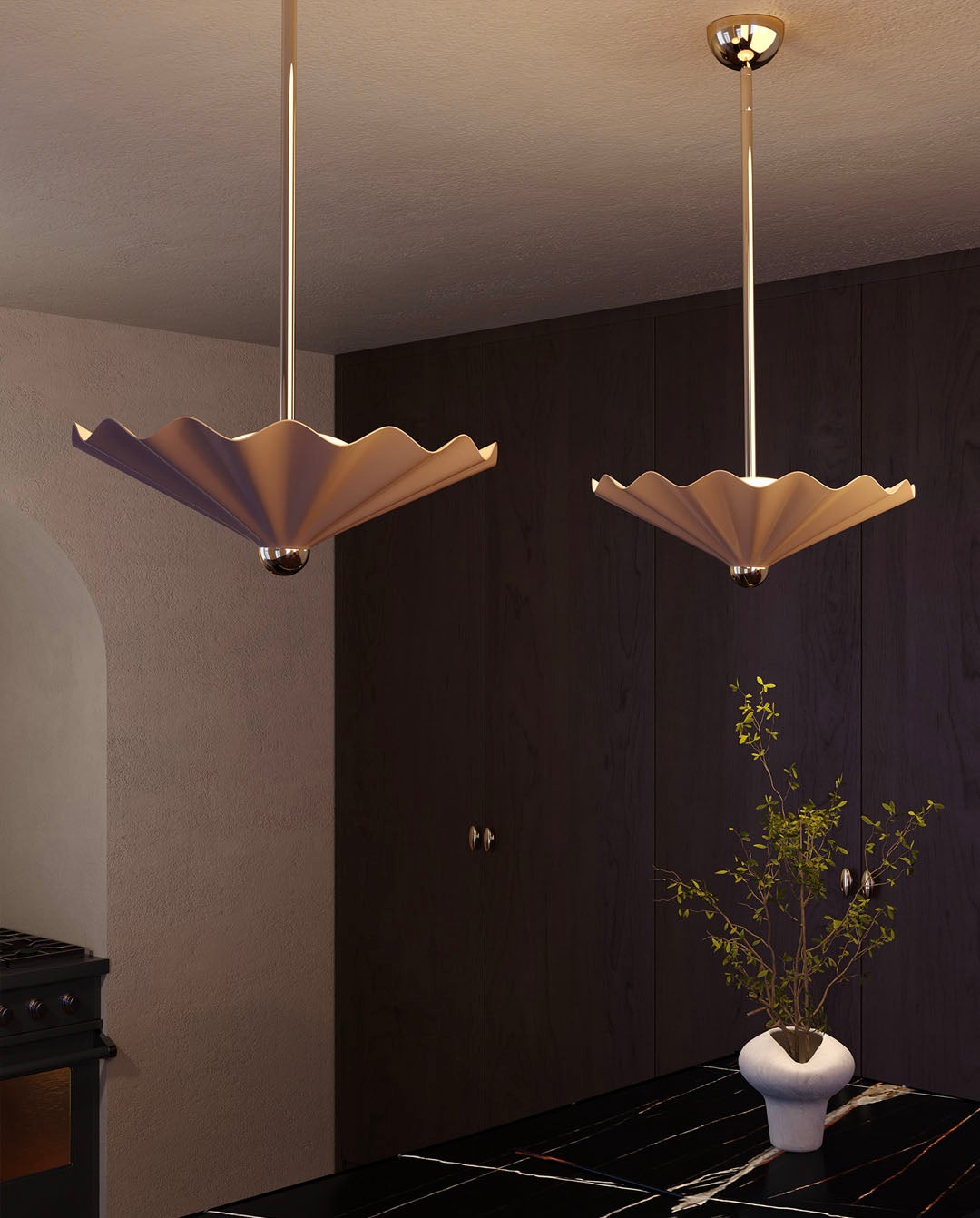 <p>Furrow Large Pendant in Peach</p>