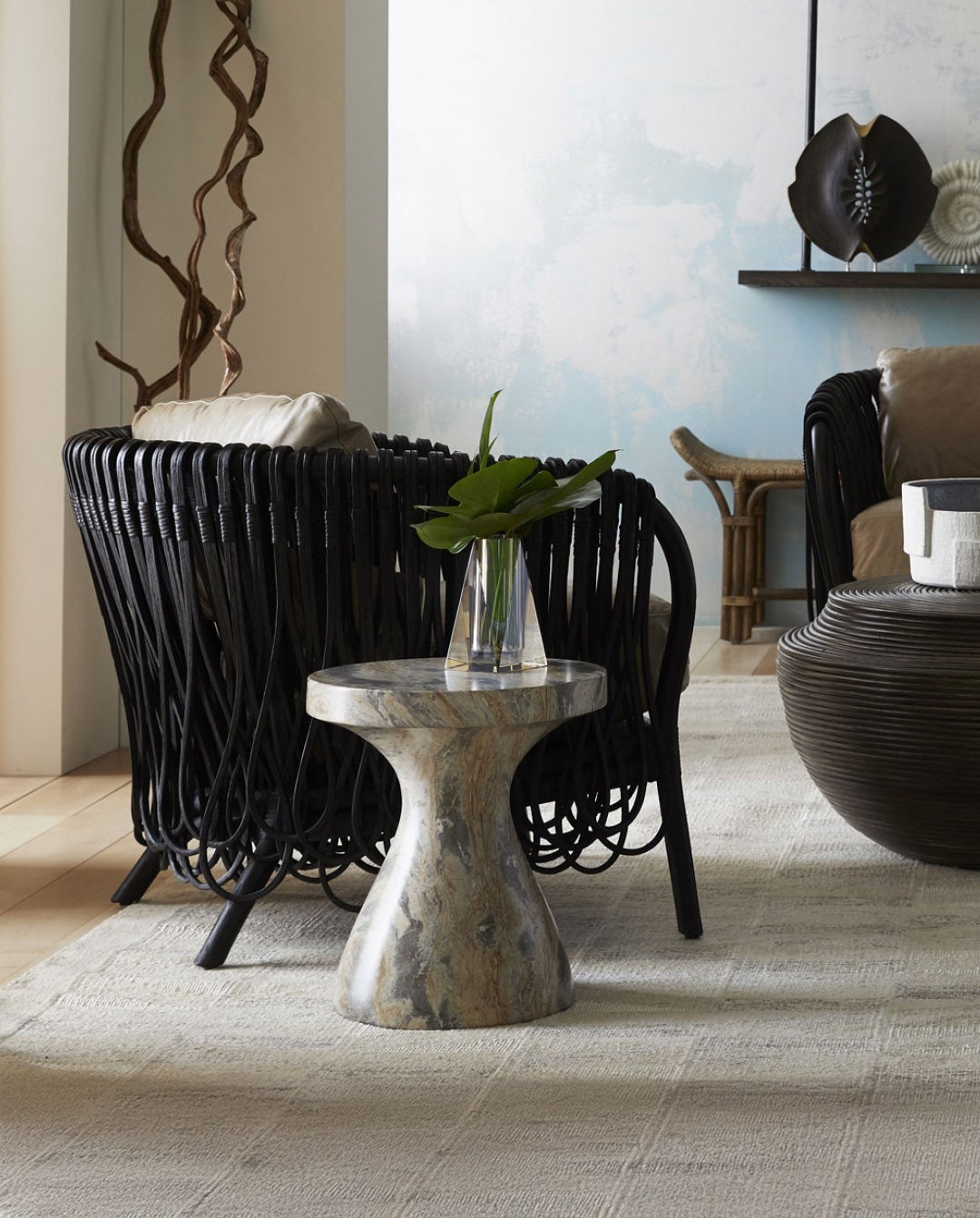 <p>Serafina Accent Table and Strata Chair by Arteriors</p>