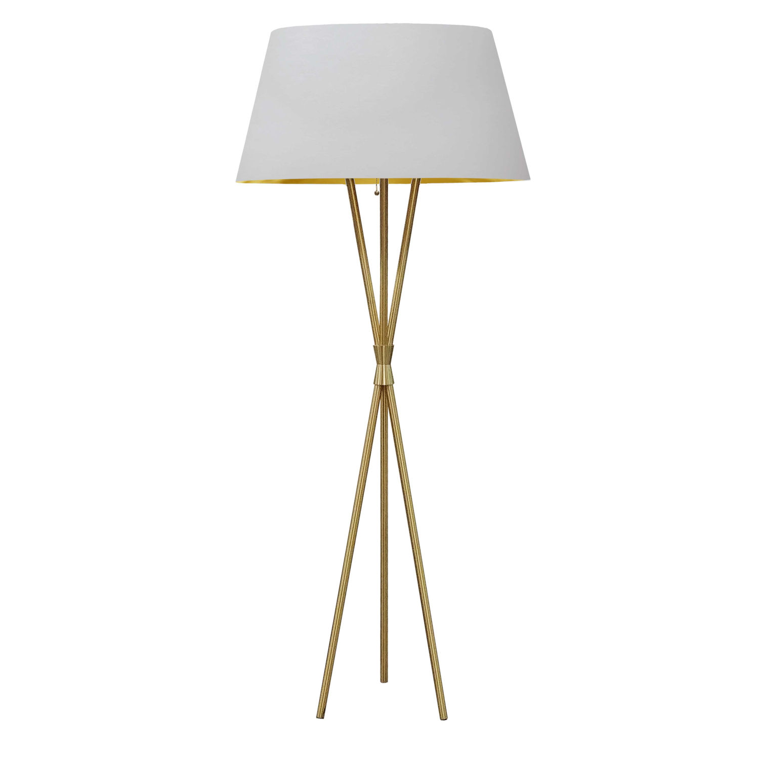 Gabriela Aged Brass With White One-Light Floor Lamp
