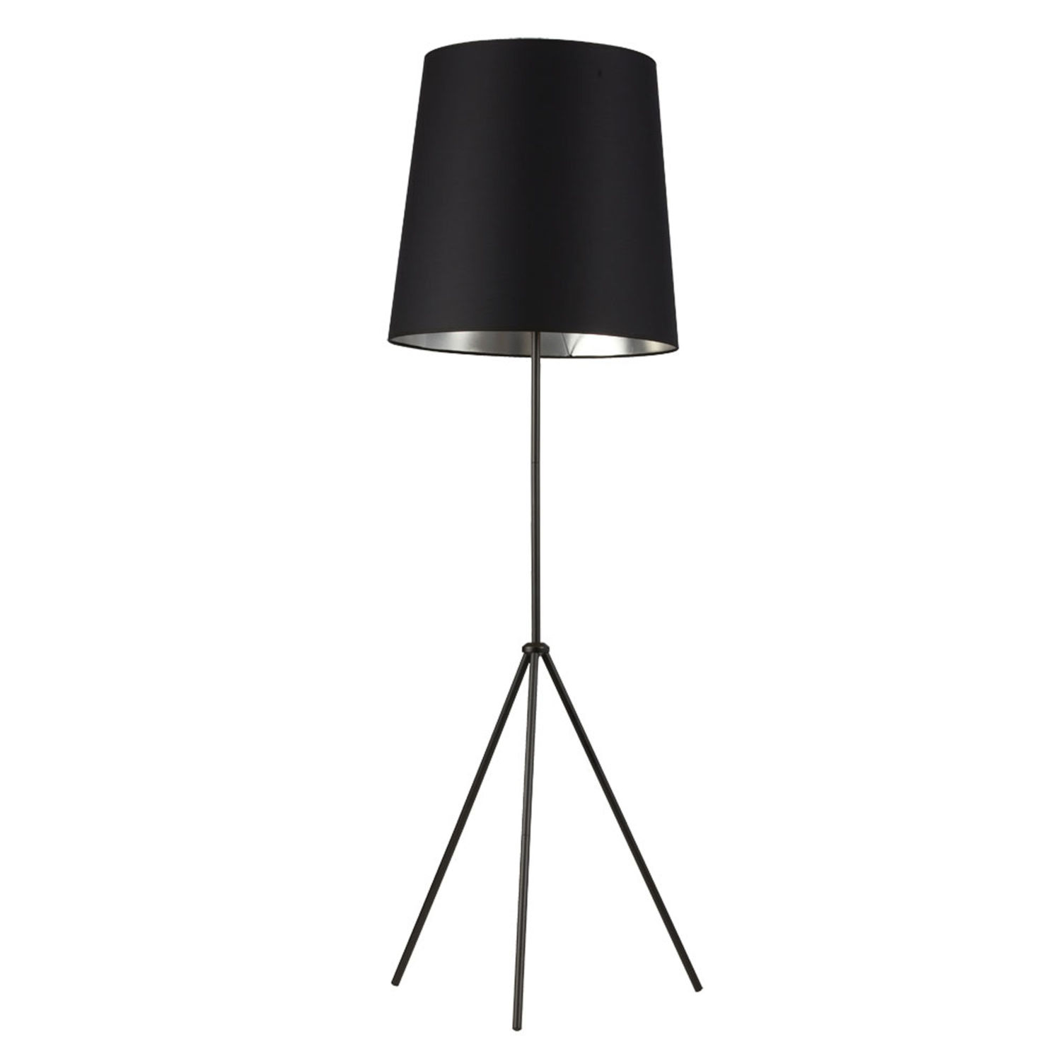 Tripod Matte Black With Silver One-Light Floor Lamp