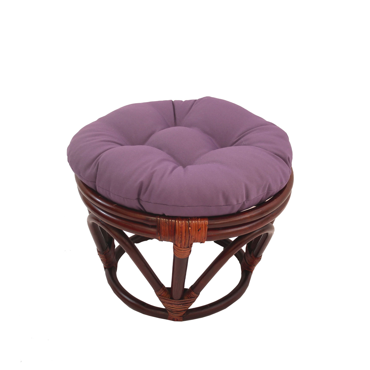 Rattan Footstool With Twill Cushion, Grape
